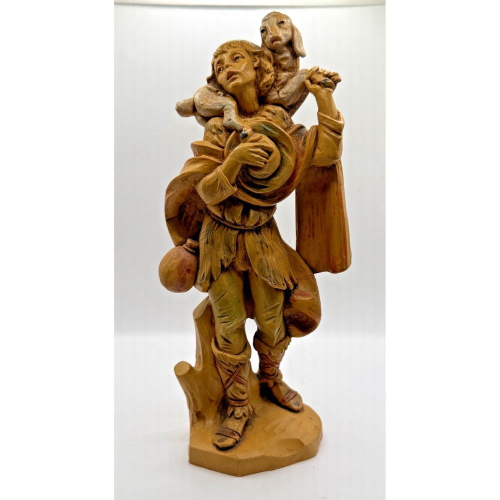 Vintage Fontanini Depose Italy Spider Mark Nativity Shepherd Boy w/‎ Lamb #515